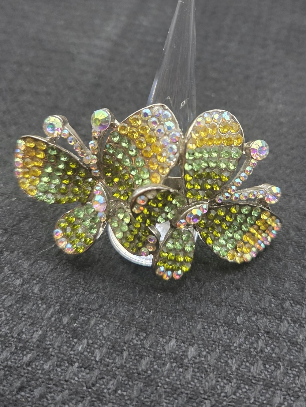 1330. Green Crystal Butterfly Statement Ring